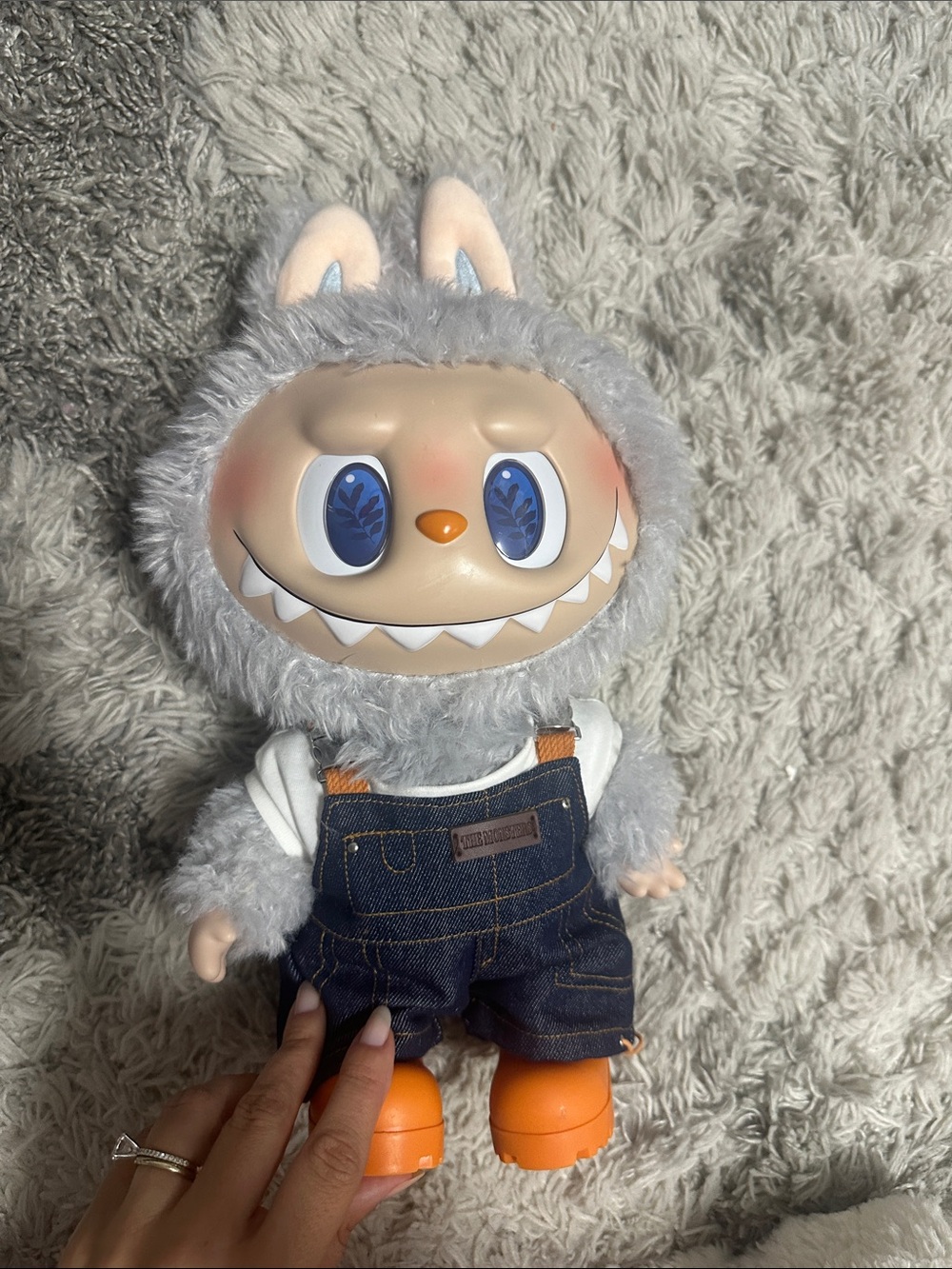 Labubu Plush Monster Doll with Denim Overalls - Kids Toys